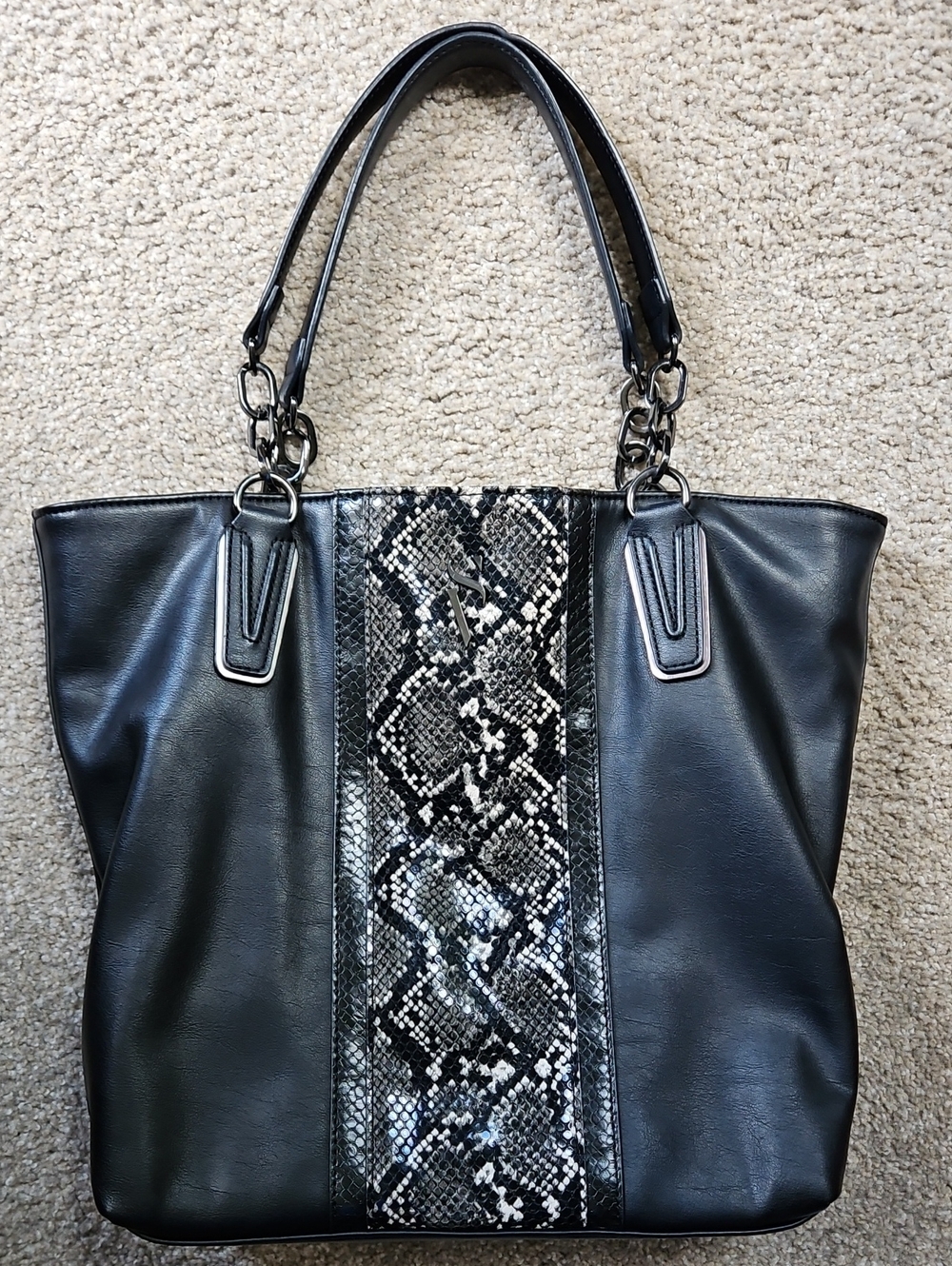 Simply Vera Wang Black Python detail Catherine Tote